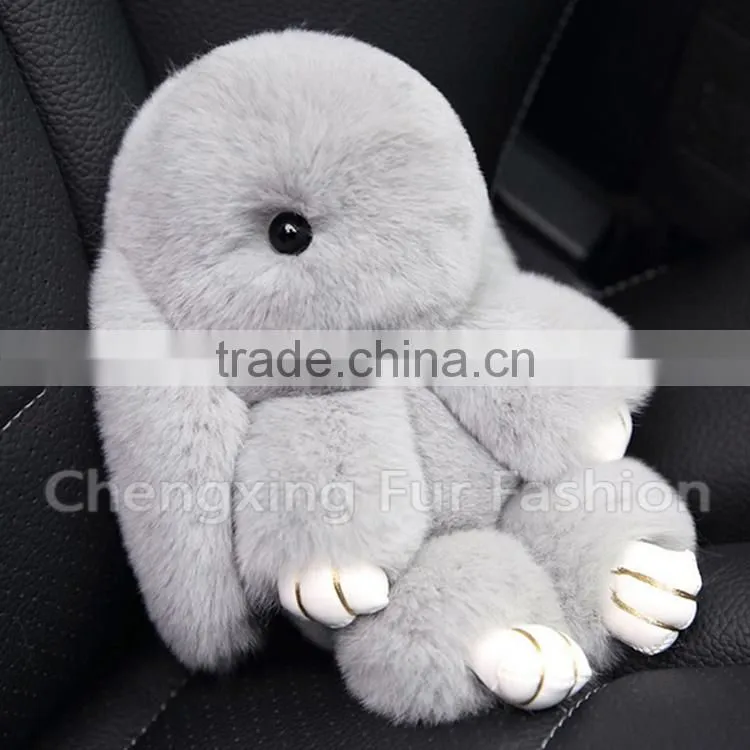 CX-R-10A Fancy Genuine Rex Rabbit Fur Bunny Fur Keychain Bag Charm