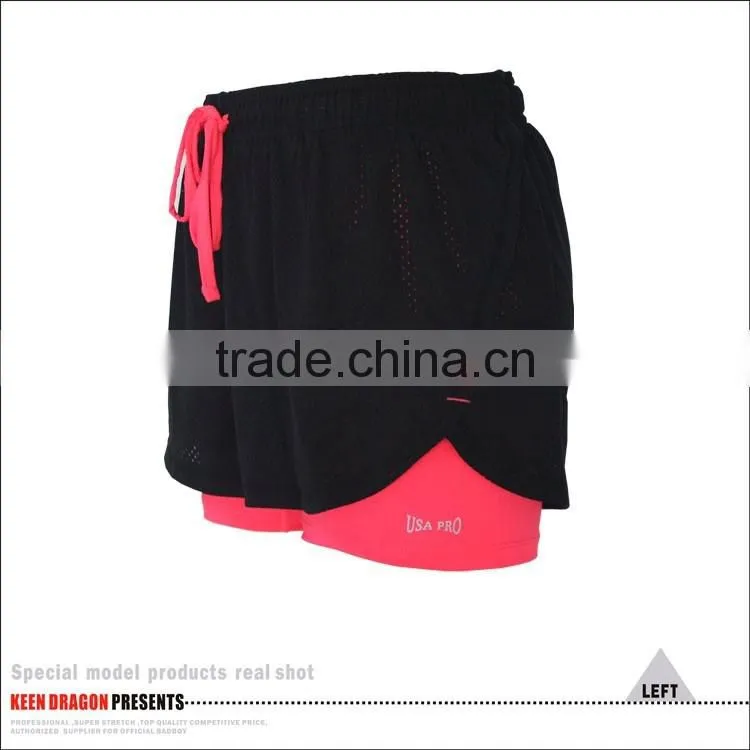 2016 New Style Double Layer Blank Yoga Pants Running shorts