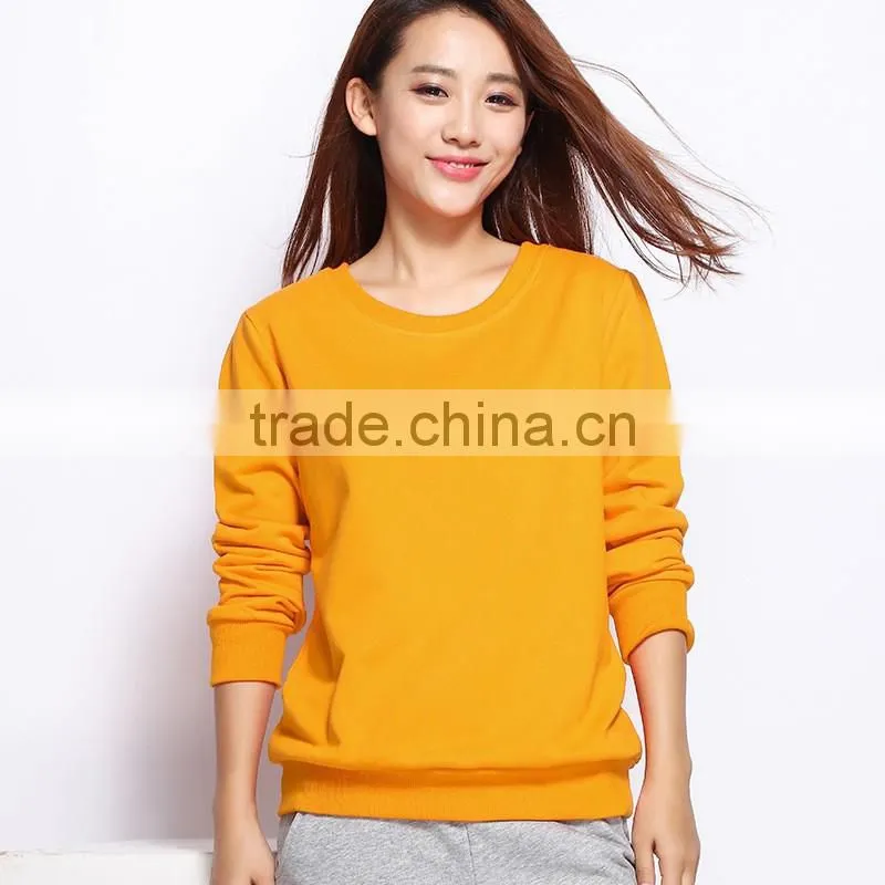 2016 Autumn womens casual pullover Long sleeve crewneck cotton sweatshirt without hood