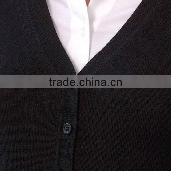 Women's wool flat knitted cardigan sweater