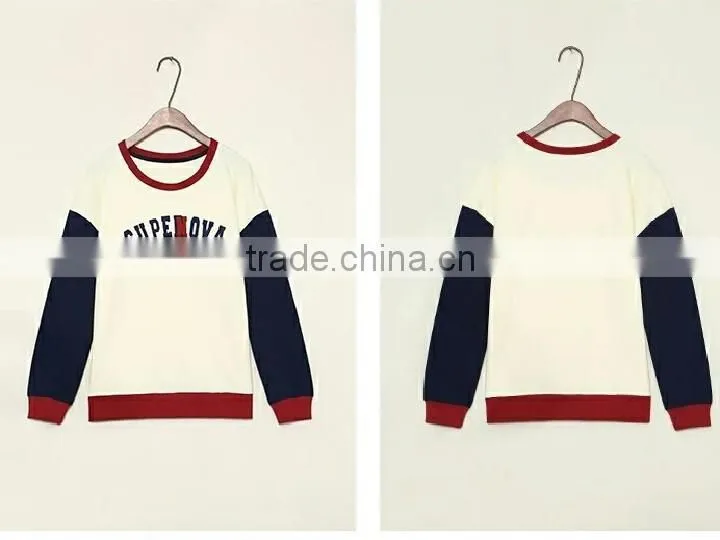 Women's Fleece Cotton Sweatshirt Contrast Color Hoodies