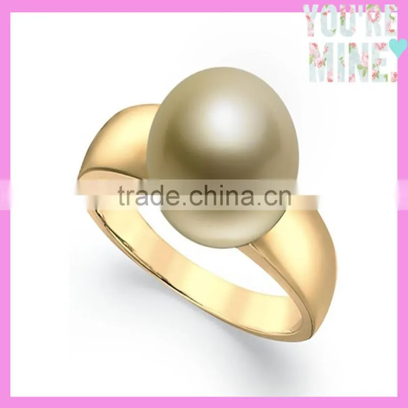 2015 fashion jewelry silver big pearl ring