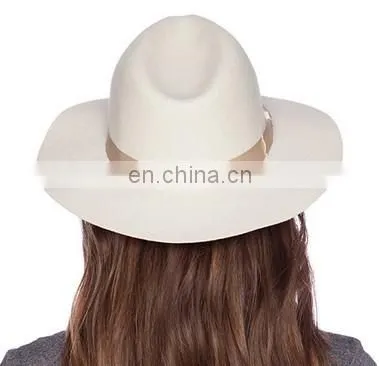 2015 hot fashion women bowknot ribbon blank cream felt hat