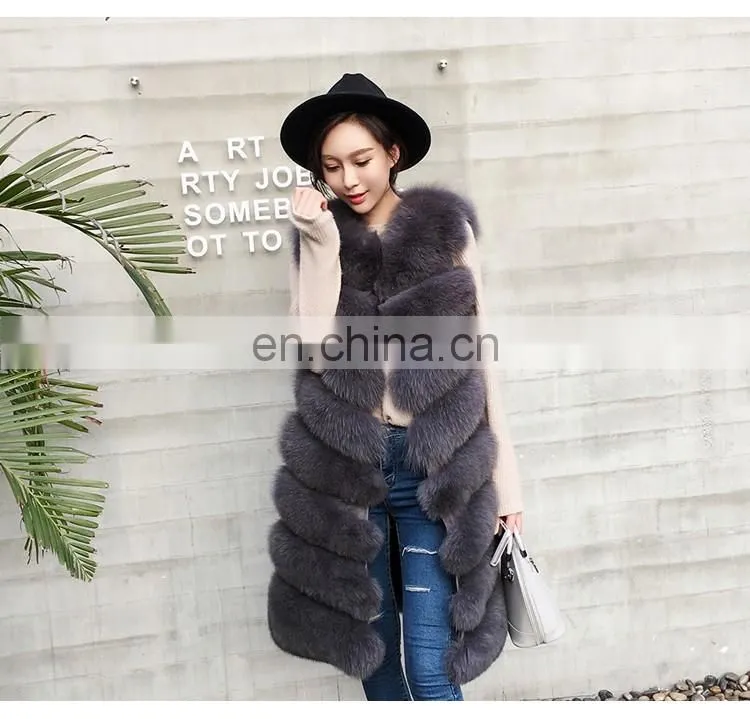 Russian Style Real Fox Fur Vest for Women Luxurious Handmade Long Vest