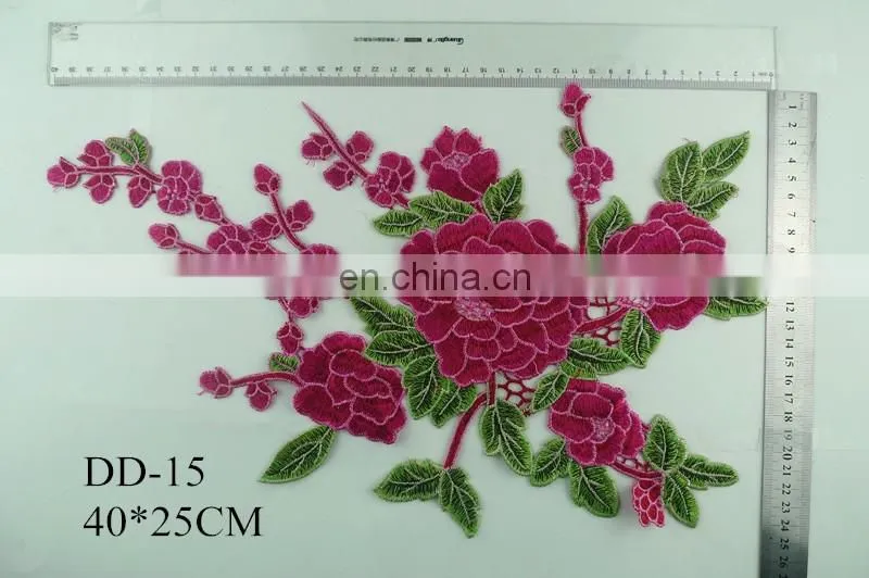 DD-07 wholesale latest embroidery designs yellow free flower necklace sew-on flower embroidery patch for clothes