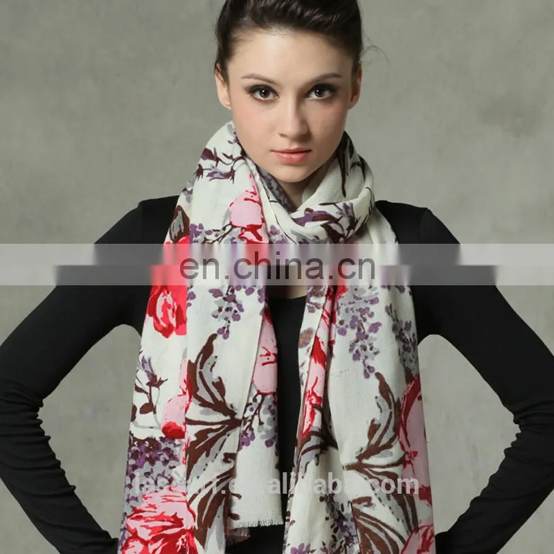 colorful flower Australia pure wool scarf