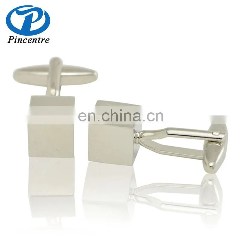 china cheap silver plated custom stainless steel blank cufflinks