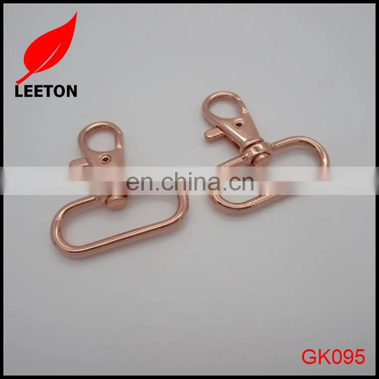 Factory supply 30mm shiny rose gold swivel snap hook