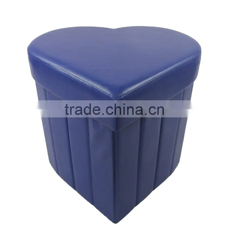 Blue Heart Shape Single Collapsible Ottoman