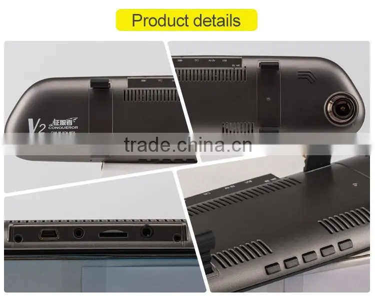 170 degree wide view angle 5.0 inch car rearview mirror video recorder