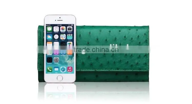 High Quality Customized Logo Genuine Real Ostrich leather Clutch Wallet for Women