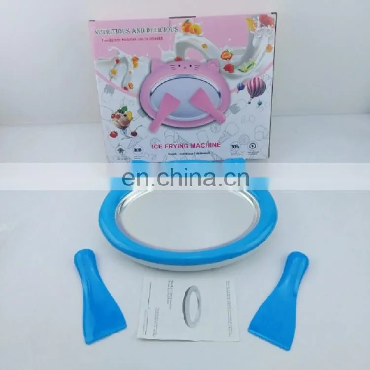 Amazon Manual Portable Homemade Home Use Mini Yogurt Rolled Ice Cream Maker with 2 Spatulas for Kids