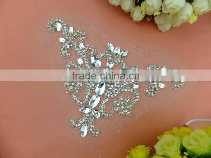 Bling Bling Clear Glass Stone Embroidery Sew on Rhinestone Patch