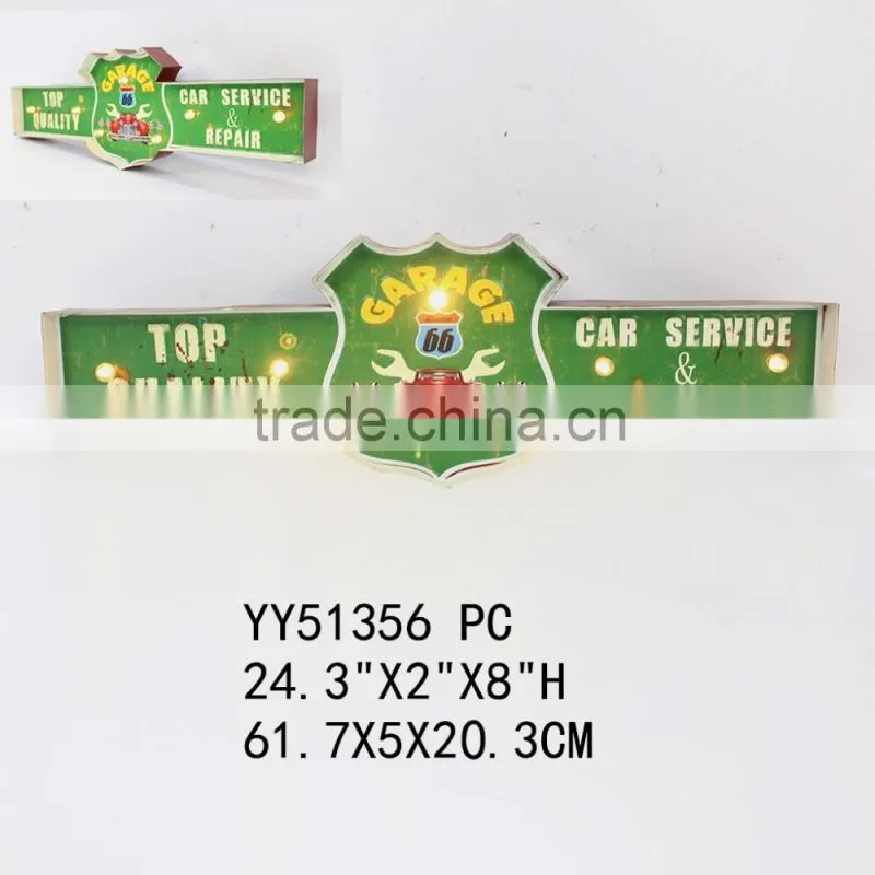 2015 new gas vintage embossed LED tin sign for wall decor, factory metal wall plaque