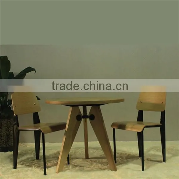 Jean Prouve round 80cm wood dining table