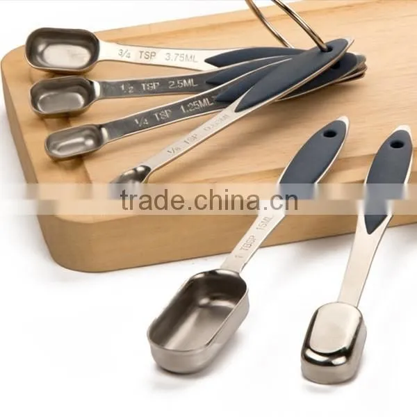 Set of 6 Non slip Handles Stainless Steel Measuring Spoon Set