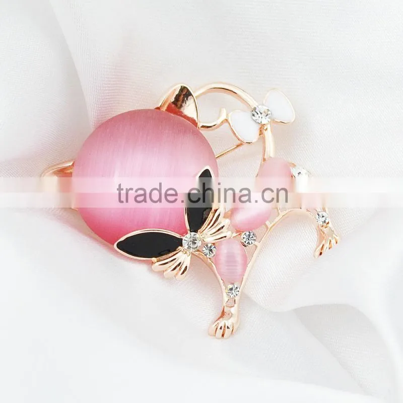 Cheap Fashion Women Cat Shape Opal Rhinestone Brooch Sexy Cat Brooch
