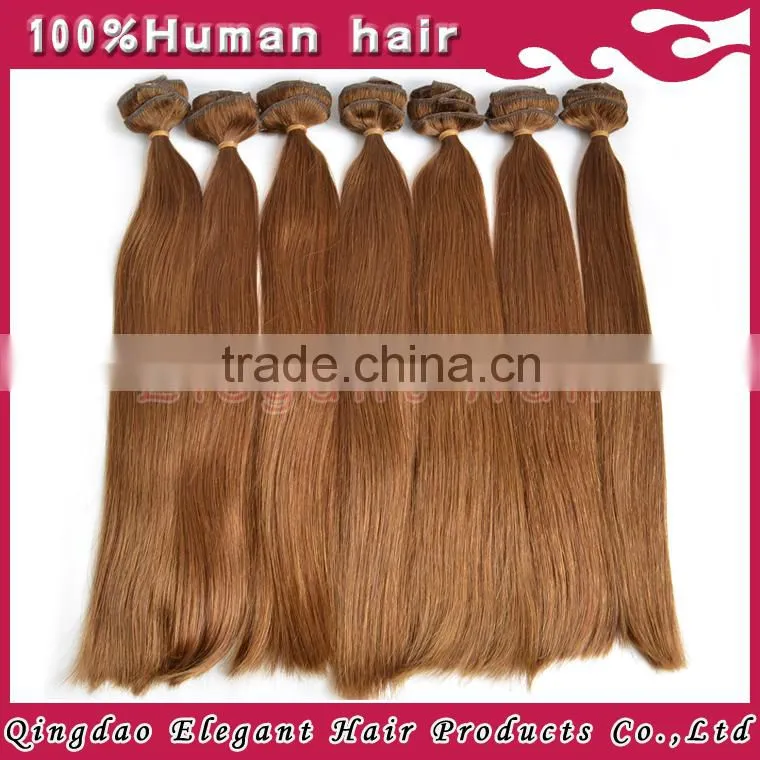 Alibaba china supplier brown color virgin brazilian remy clip-in hair double drawn clip-in extensions