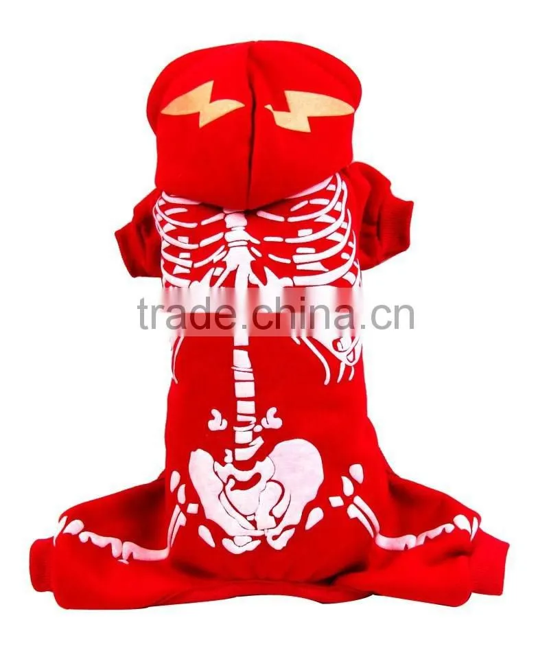 Wholesale Luminous shock dragon Spring Autumn Single Layer skeleton Pattern Red Dog Clothes Pet Garment