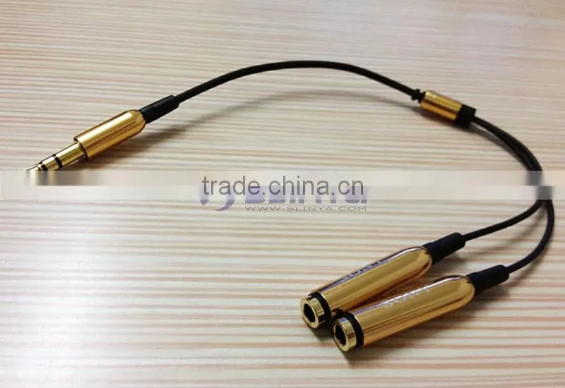 3.5mm 1 to 2 Audio Dual Y Splitter Cable Adapter Earphone Headphone Jack With Metal Plated