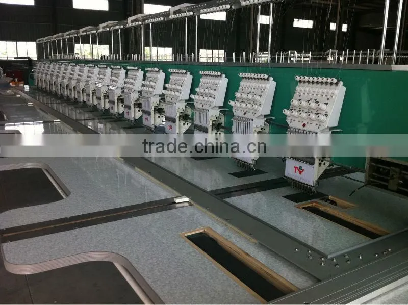 Multi-heads flat computerized embroidery machine with cutter