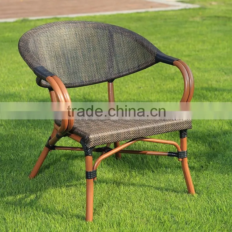 Comfortable Garden Rattan Relax Chair Cast Aluminum Outdoor French Bistro Rattan Chairs
