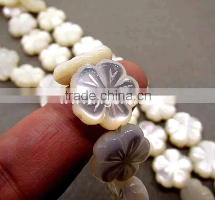Trending products river shell mother of pearl carved flower for unisex gift!