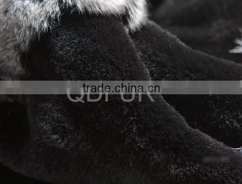 QD23122 High Quality Chinachilla Fur Coat Wit Mink Fur Cashmere Sleeve