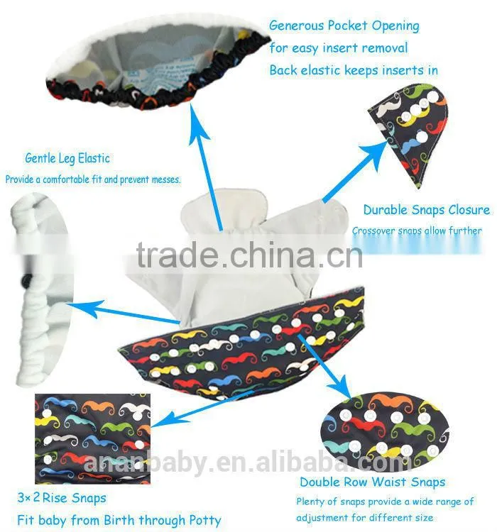 AnAnBaby New Printed Baby cloth diapers Reusable bulk cloth diapers