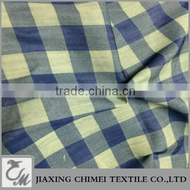 jiaxing tencel denim of grid printed design for denim shirt