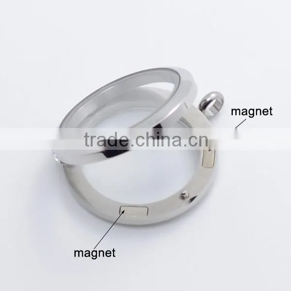 2015 fashion 20mm/25mm/30mm round plain stainless steel photo glass memory floating charm locket