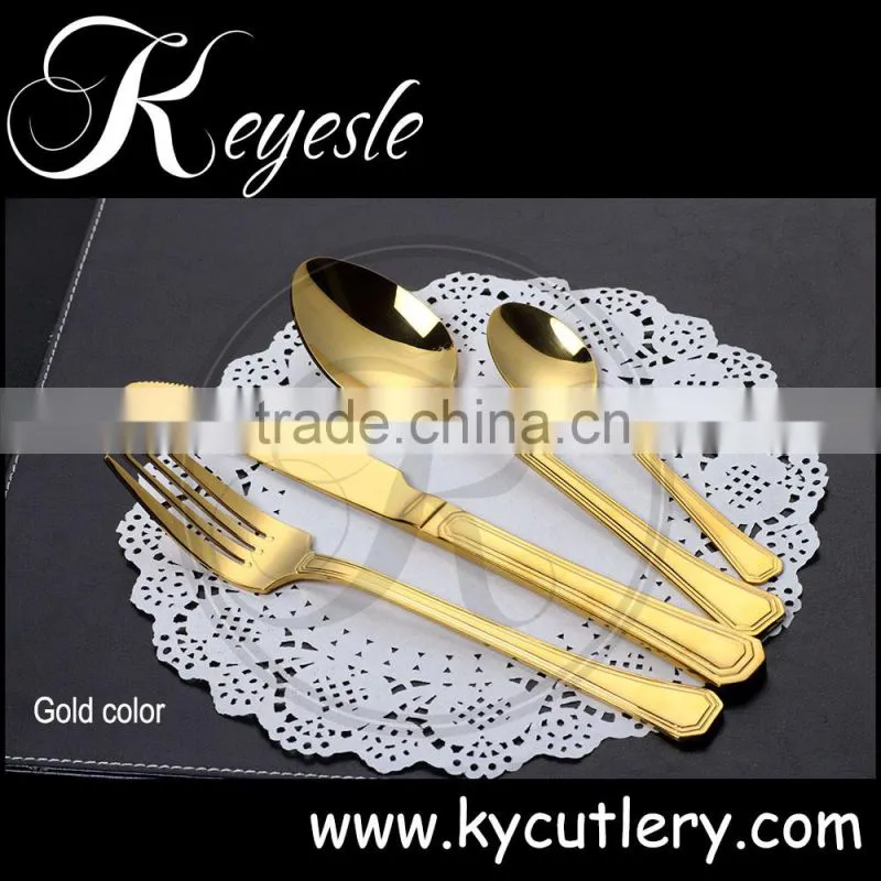 Gold cutlery set, copper cutlery, wedding knife and fork set