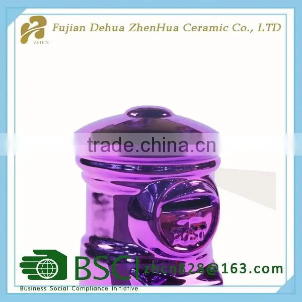 electroplating ceramic mailbox shape custom coin bank