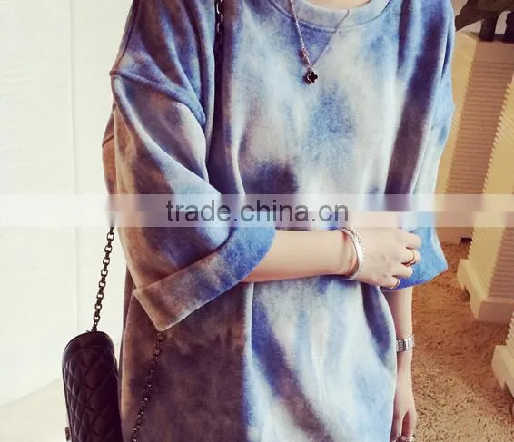 2015 autumn cashmere soft and long sections gradient tie dye hoodie