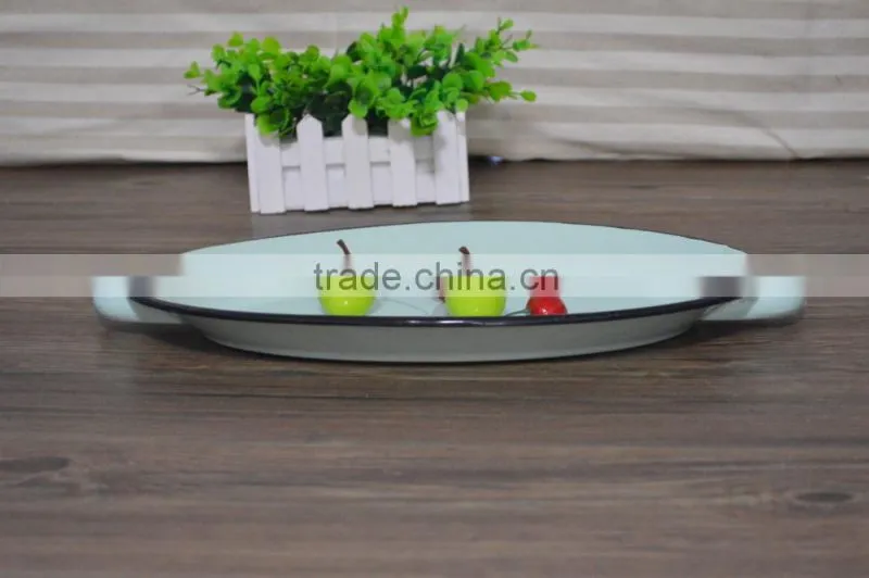 Oval logo cusomized party fruit enamel tray