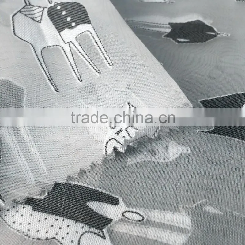 Cheap T/R cutting motif woven organza fabric