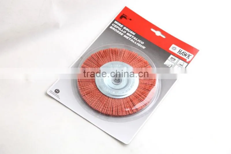 nylon wire wheel brushes packed on display cards, diameter 150mm or 6"