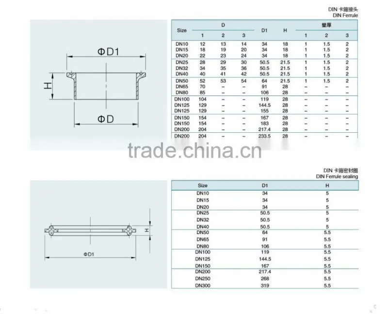 sanitary clamp ferrule adapter stainless steel pipe fitting