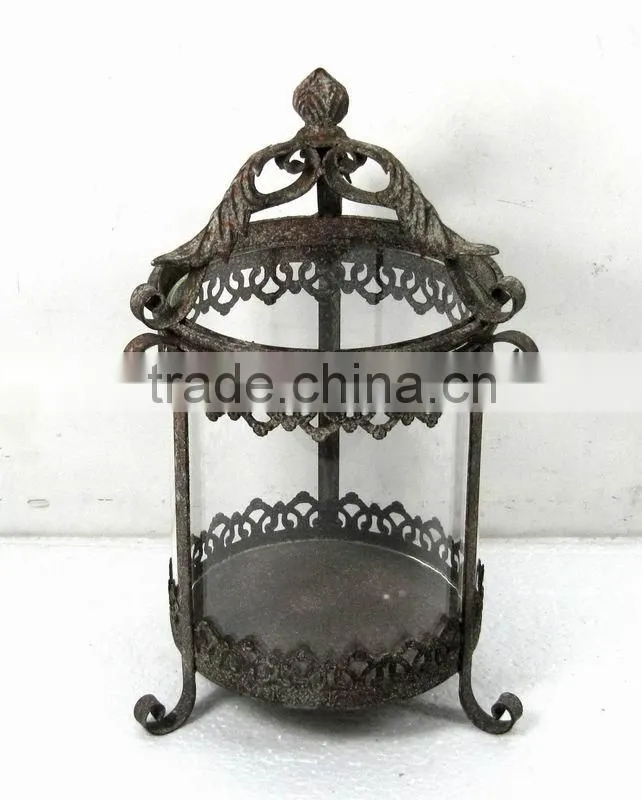 090228MC-round engraved metal candle lantern