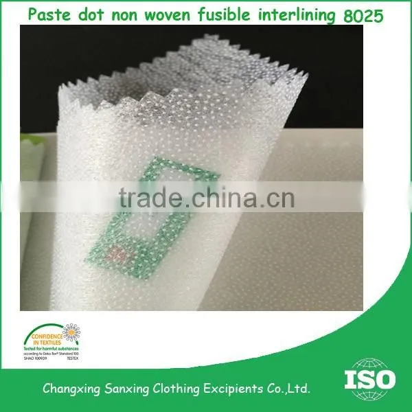 Nonwoven interlining fabric 8025 paste dot fusible interlining