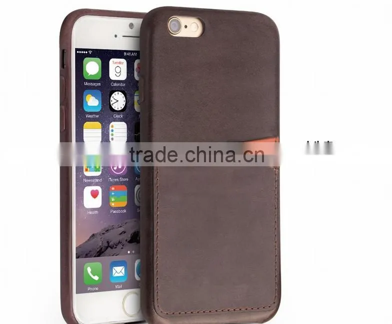 New Design Premium Business Style Leather Back Cover With Card Slot For iPhone 6