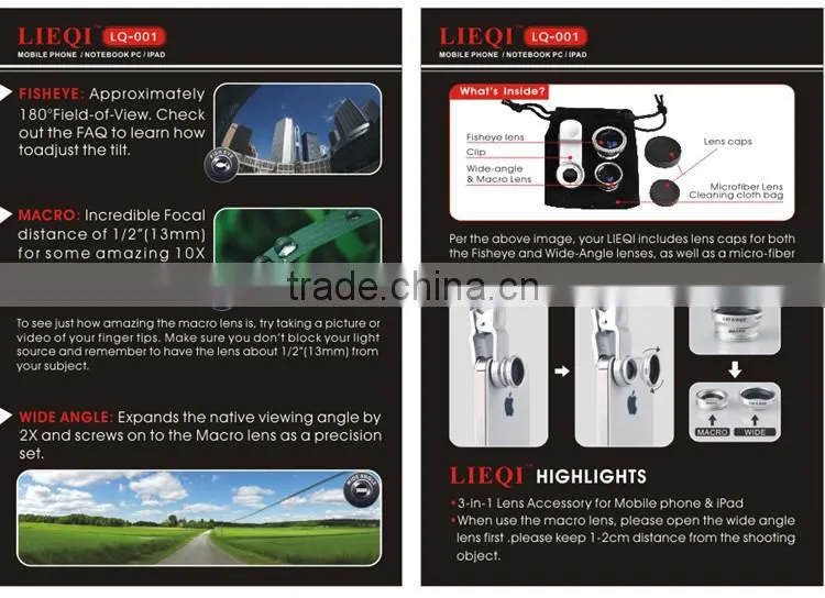 Universal 3 in 1 For Iphone Camera Lens Mobile Phone Fisheye Macro Wide Angle Camera Lens