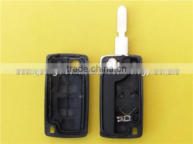 Auto folding flip 2 button remote key blank shell case for Peugeot 406 wholesale