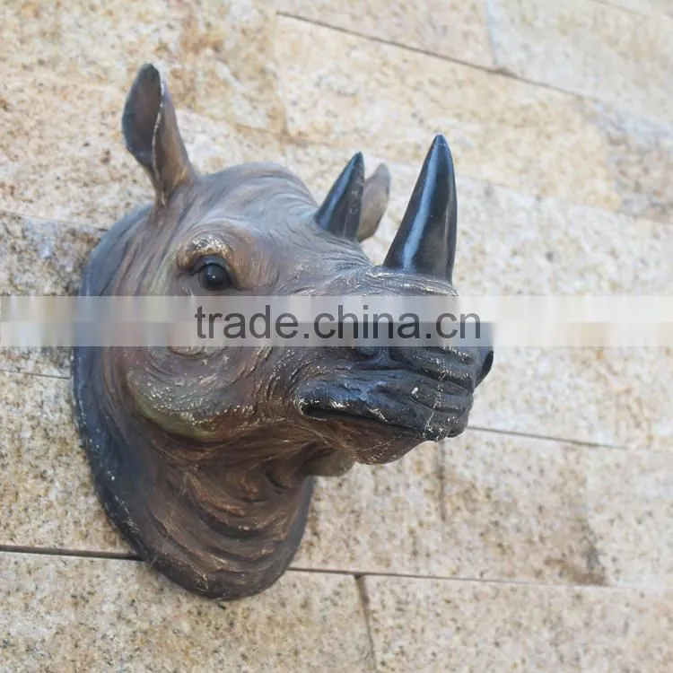 Artificial 3D polyresin wall art rhinoceros decoration