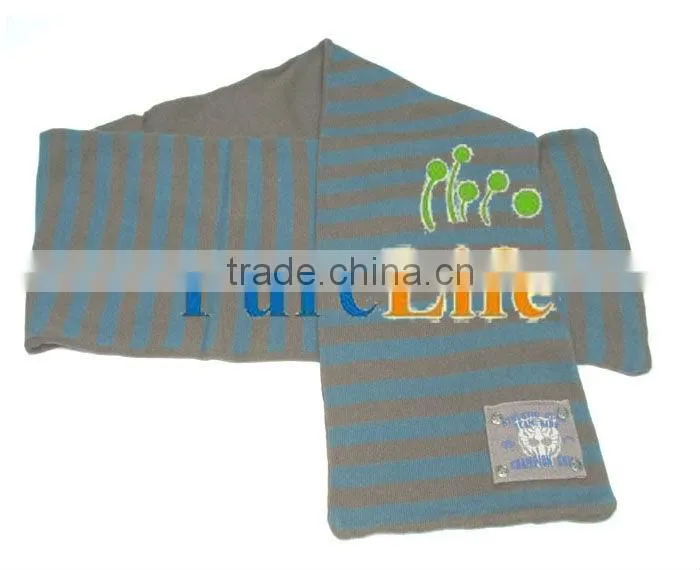 SZPLH Baby Stripe Knit Scarf With Woven Label