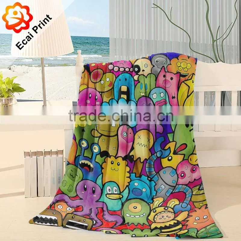 good quality hot sale queen size customize digital printing polar fleece blanket