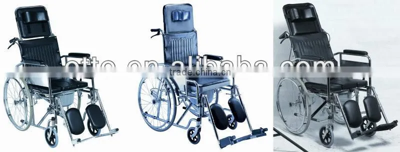 Reclining commode wheelchair