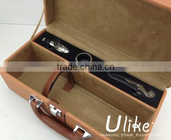 Leather beverage packing box luxury gift box packaging red wine package