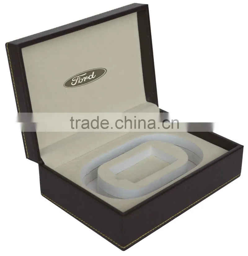 Leather Belt gift box for auto shop promotion, car dealer free gift box with Ford Logo, all car logo customized