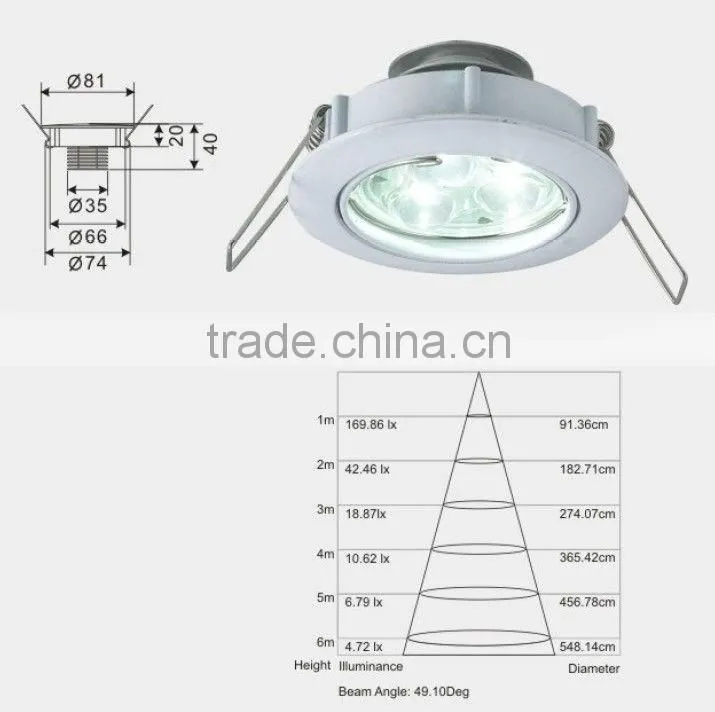 3W 270LM LED Downlight